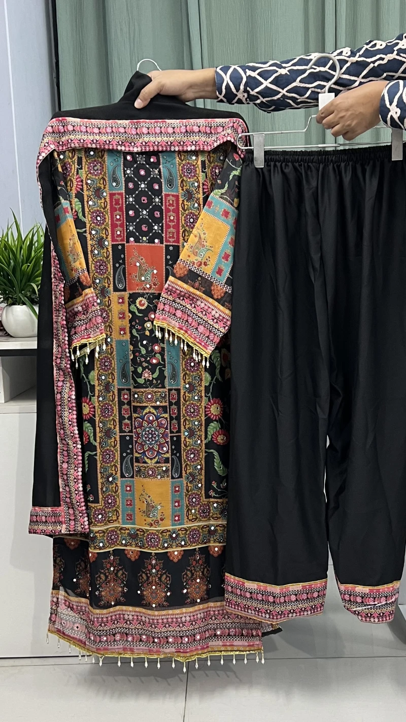 Pakistani inspired dress black