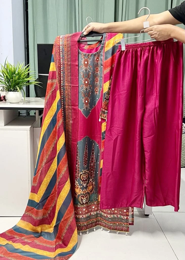 Georgette Kori Tarcel 3pcs set Magenta